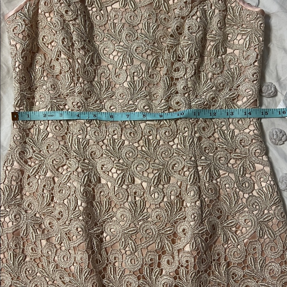 Jessica McClintock Vintage Gold Metallic Lace Cocktail Dress NWT 8 (Small) 90s - Picture 8 of 11